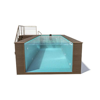 Customized Clear Acrylic Wall Sheet Prefab Pool with Filter Tank and Brown Desig