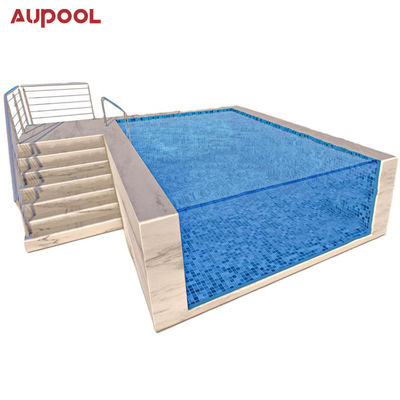 Acrylic Sheet Aupool Frame Swimming Pool with Jade Inlaid Marble Surface Material
