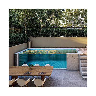 Customized Stainless Steel Above Ground Pool with Coffee Color Wood Plastic Board