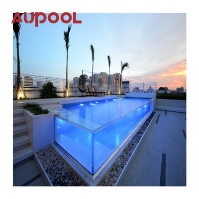 Cast Acrylic Panel Two Rings PVC Transparent Blue Large Adult Inflatable Pool Outdoor