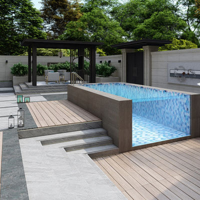 18Ft Above Ground Swimming Pool with Metal Frame and Acrylic Window in Transparent Color