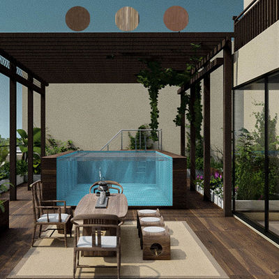 18Ft Above Ground Swimming Pool with Metal Frame and Acrylic Window in Transparent Color