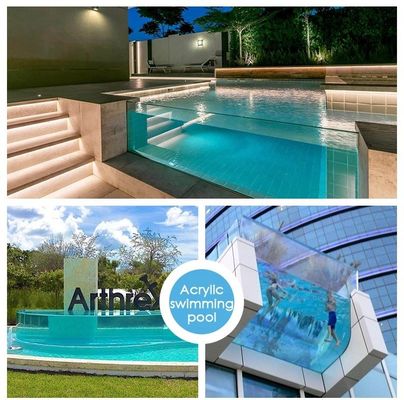 High Light Transmission Villa Pool Modern Design Outdoor Swimming Pool Diaphaneity 93%