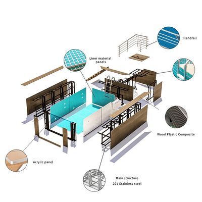 Backyard Prefab Swimming Pool with Above Ground Endless Infinity Design and Air Pump