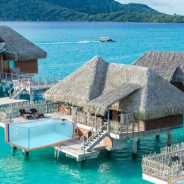 Wood plastic board coffee color above ground luxury swimming pools for holiday villages