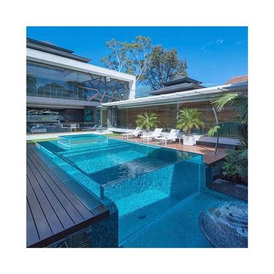 Outdoor Swimming Pool Design with Aupool Suspended 90mm and 100mm Thick Acrylic Panel