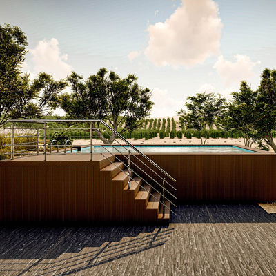 Ground Container Pools Prefab Swimming Pool Made of Composite Steel Plate and FRP