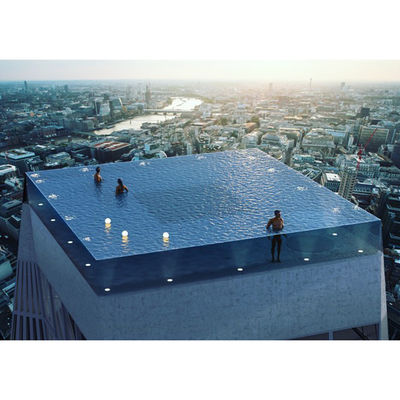 Customized Modern Rooftop Acrylic Outdoor Swimming Pool with Transparent Infinity Wall