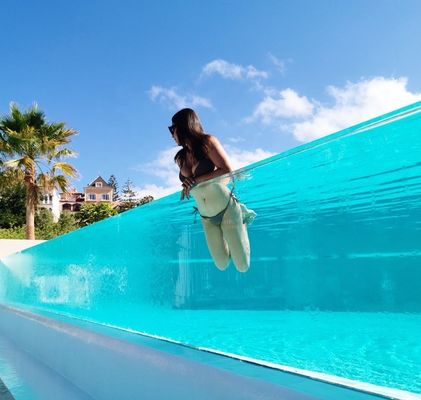 Durable Family Swimming Pool AUPOOL Modern Design Outdoor Clear Acrylic Swimming Pool